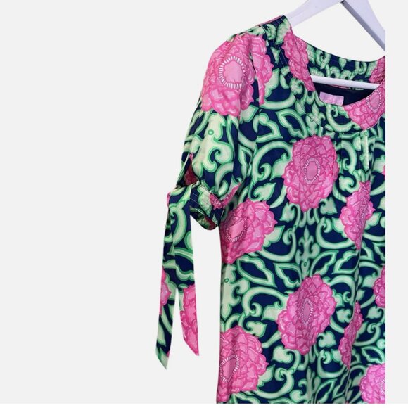 Lilly Pulitzer Silk Dasha Floral Tie Sleeve Shift Dress Women's size 2 - Picture 4 of 7